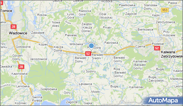 mapa Barwałd Średni, Barwałd Średni na mapie Targeo